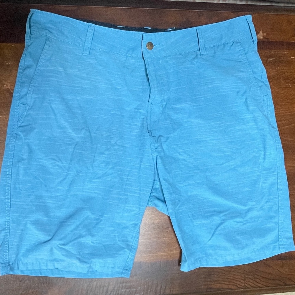 Casual Blue Flat Front Men's Shorts